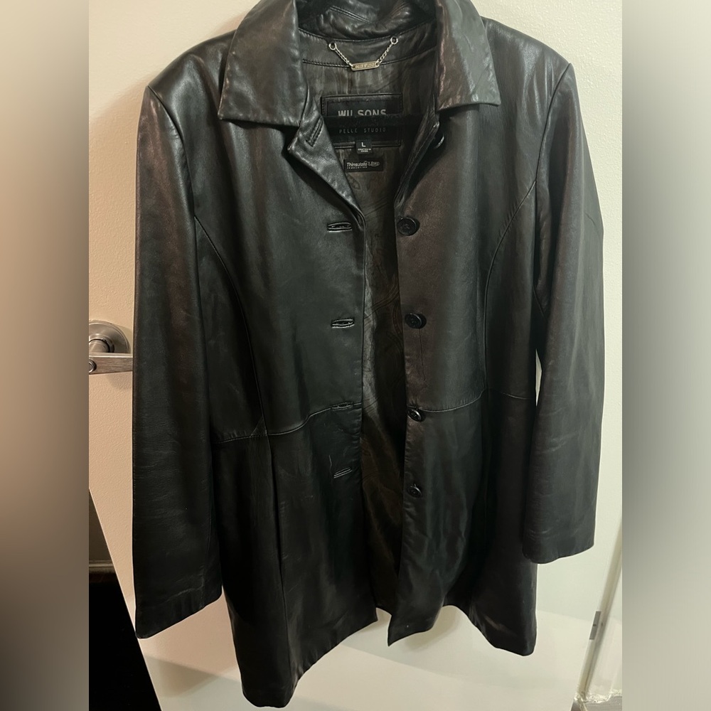 Wilsons Black Leather Jacket Size L
